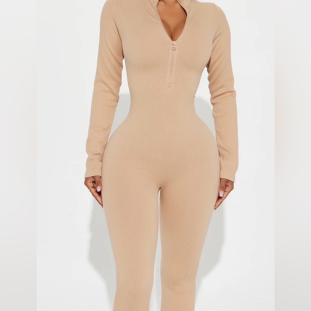 Fashion Nova Tan Seamless Jumpsuit - Picture 2 of 9